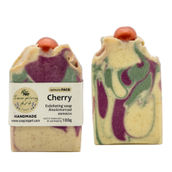 Exfoliating Face Soap CHERRY with Cherry Powder & Amaretto Scent